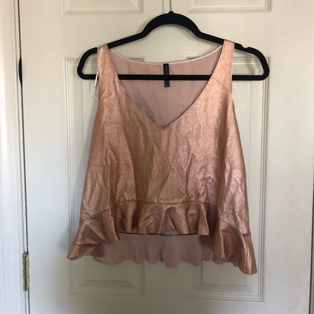 Rose Gold Metallic peplum top